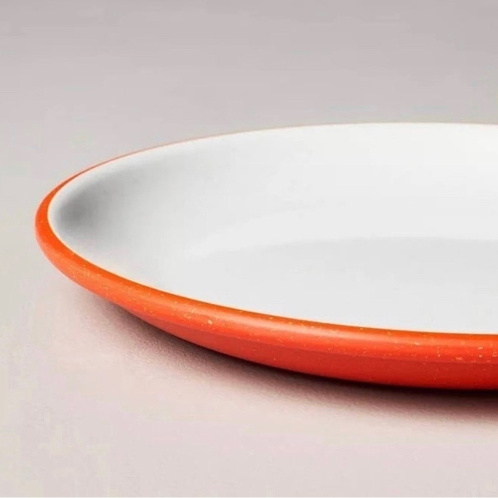 (Set of 2) 10.5” Colored Base Melamine Dinner Plate Cream/Poppy - Hearth & Hand